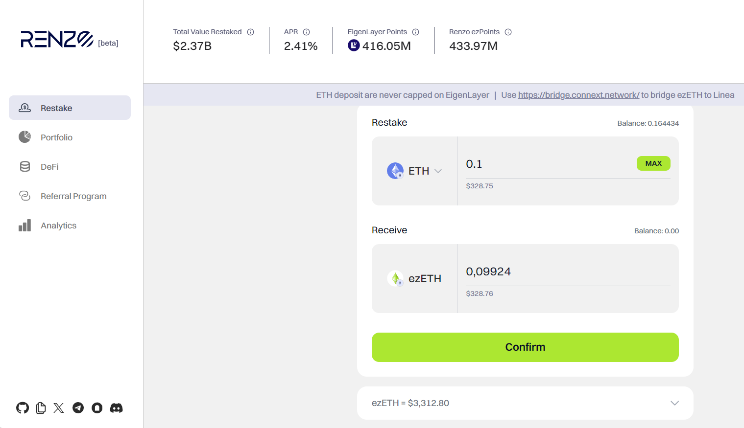 airdrop crypto rétablissant Renzo